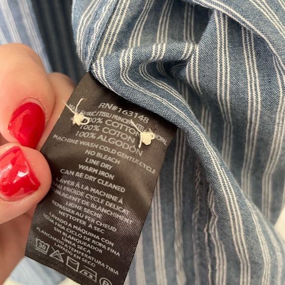 Slate & Stone blue stripe button down short sleeve shirt - Picture 6 of 6